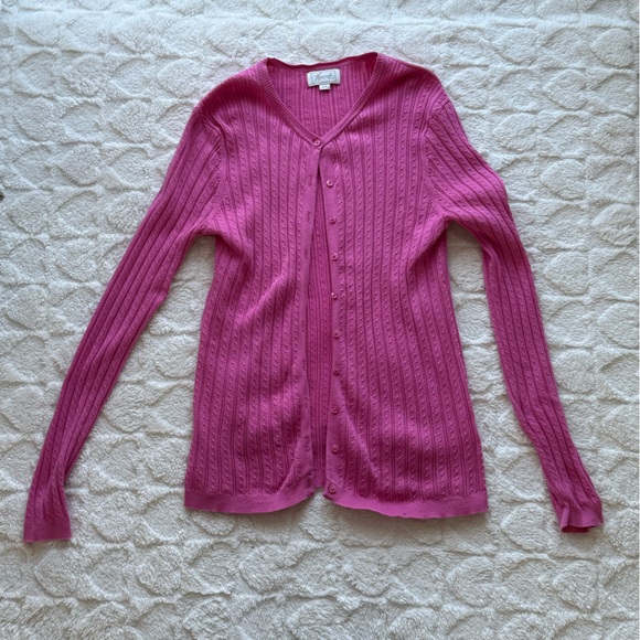 Foxcroft Fuchsia Ribbed Cardigan - Picture 2 of 3